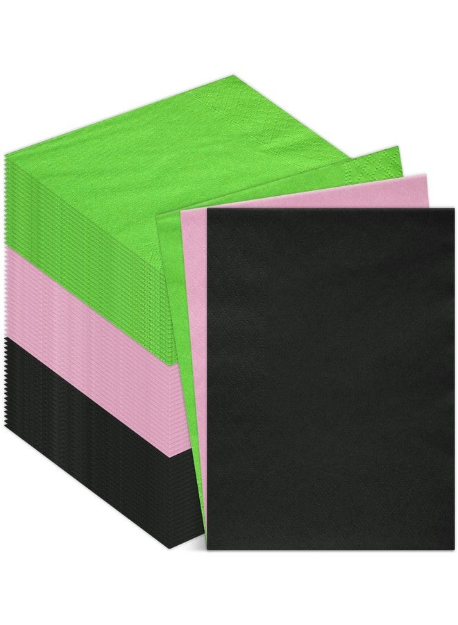 Sinload 150 Pcs Pink and Green Party Napkins Bulk Princess Witch Birthday Paper Napkins 10 x 10 Inch 2-ply Disposable Guest Hand Towels for Cocktail Dinner Beverage Wedding Halloween Tableware - Image 1
